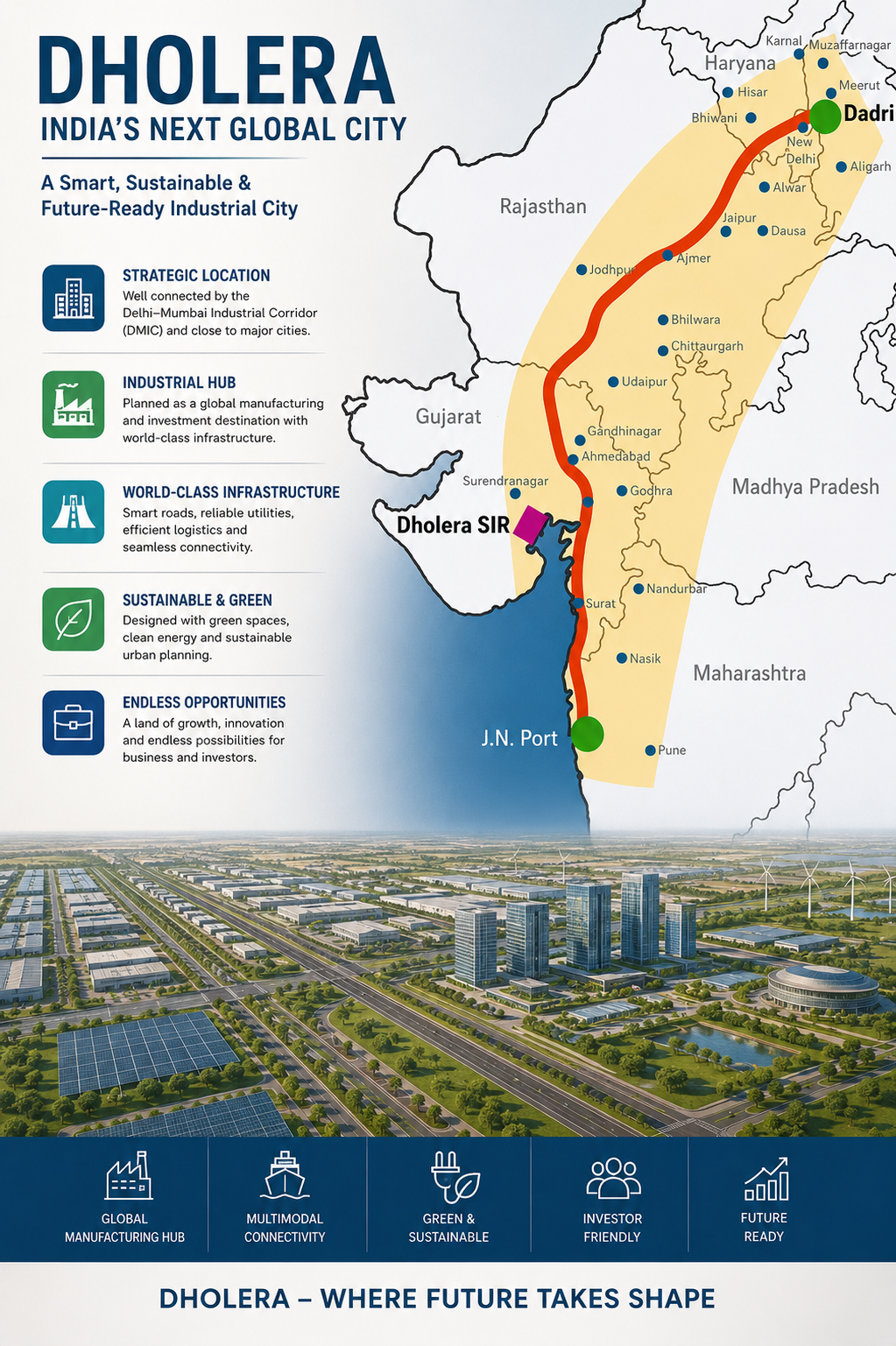 Dholera SIR Connectivity Map Overview